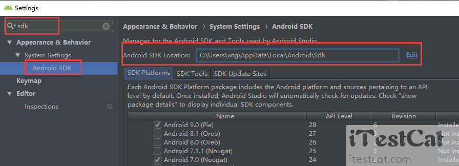 【iTesCat】通过Android studio配置Android SDK环境变量